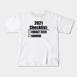 2021 Mask Funny Pandemic Checklist Survive 2020 Humor Gift Kids T-Shirt